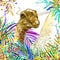 Dinosaur watercolor. Dinosaur, tropical exotic forest background illustration Dinosaur.