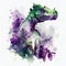 Dinosaur Watercolour Purple Green White Splatter Texture Reptile Beast Monster Dragon Generative AI