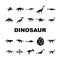 Dinosaur Wild Animal Collection Icons Set Vector
