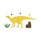 Dinosaur yellow Hadrosaurus. Colorful vector hand drawn