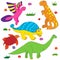 Dinosaurs cartoon coloring colorful