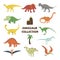 Dinosaurs collection. Vector hand drawn colorful set