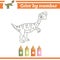 Dinosaurs Color by numbers. Coloring page for preschool children. Learn numbers for kindergartens. Educational game.