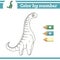 Dinosaurs Color by numbers. Coloring page for preschool children. Learn numbers for kindergartens. Educational game.