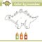 Dinosaurs Color by numbers. Coloring page for preschool children. Learn numbers for kindergartens. Educational game.