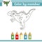 Dinosaurs Color by numbers. Coloring page for preschool children. Learn numbers for kindergartens. Educational game.