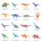 Dinosaurs Colored Icons Set