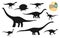 Dinosaurs, extinct lizards silhouettes collection