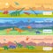 Dinosaurs Flat Horizontal Banners