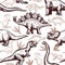 Dinosaurs footprints seamless pattern two-color doodle