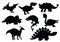 Dinosaurs and Jurassic dino monsters icons silhouette