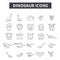 Dinosaurs line icons, signs, vector set, outline illustration concept