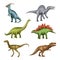 Dinosaurs. Realistic gigantic wild prehistorical aggresive animals fossils lizards with big teeth decentk vector