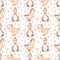 Dinosaurs seamless pattern, Watercolor hand drawn kids paper, animals repeat paper, cute Baby Dino children pattern in brown and