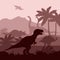 Dinosaurs silhouettes layers background banner