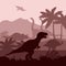 Dinosaurs silhouettes layers background  banner  illustration