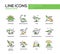 Dinosaurs species- line design icons set