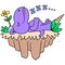 Dinosaurs were sleeping soundly on the flying ground, doodle icon image kawaii