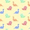 Dinosaurus pixel art cute  seamless pattern