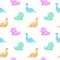 Dinosaurus pixel art cute  seamless pattern