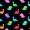 Dinosaurus pixel art cute  seamless pattern