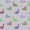 Dinosaurus pixel art cute  seamless pattern