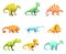 Dinosaurus Retro Cartoon Characters Icons Collection