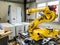 Dinslaken , Germany - September 19 2018 : Brand new industrial automation robot getting ready for production