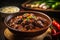 Dinuguan stew, pig blood and meat stew. Filipino food. Generative AI