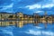 Diocletian Palace and St Domnius Cathedral with water reflection, Dalmatia, Croatia