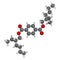 Dioctyl terephthalate (DOTP, DEHT) plasticizer molecule. 3D rendering.  Phthalate alternative, used in PVC plastics. Atoms are