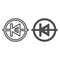 Diode in circle icon line and solid icon, electronics concept, PCB anode cathode vector sign on white background