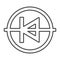 Diode in circle icon thin line icon, electronics concept, PCB anode cathode vector sign on white background, outline