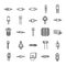 Diodes black line icons set.