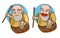 Diogenes two stickers. Vector illustration