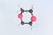 Dioxane molecule, isolated molecular model. 3D rendering