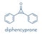 Diphencyprone diphenylcyclopropenone alopecia treatment drug molecule. Skeletal formula.