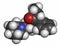 Dipipanone opioid analgesic drug molecule. Atoms are represented as spheres with conventional color coding: hydrogen (white),