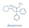Dipipanone opioid analgesic drug molecule. Skeletal formula.
