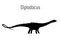 Diplodocus. Sauropodomorpha dinosaur. Monochrome vector illustration of silhouette of prehistoric creature diplodocus