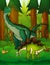 Diplodocus and stegosaurus on the background of forest