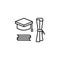 Diploma, cap book icon. Element of winner line icon