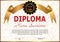 Diploma or certificate. Elegant design with golden ribbon. Winni