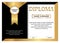 Diploma or certificate. Golden and black template. Vector