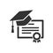 Diploma certificate and graduation cap icon. Academic degree concept icon.