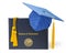 Diploma Cover And Blue Hat
