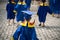 Diploma graduating little student kid outdoor closeup