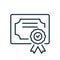 Diploma Line Icon. Certificate with License Badge Linear Icon in flat style. Winner Medal Outline Pictogram. Award