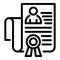Diploma personal information icon, outline style