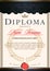 The diploma is vertical in the style of vintage, rococo, baroque.black with red and gold colors